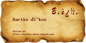 Bartko Ákos névjegykártya